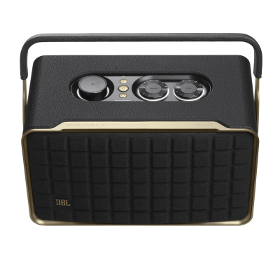 JBL Portable Smart Home Speaker with Wi-Fi Bluetooth and Voice Assistants with Retro Design in Black - JBLAUTH300BLKAM